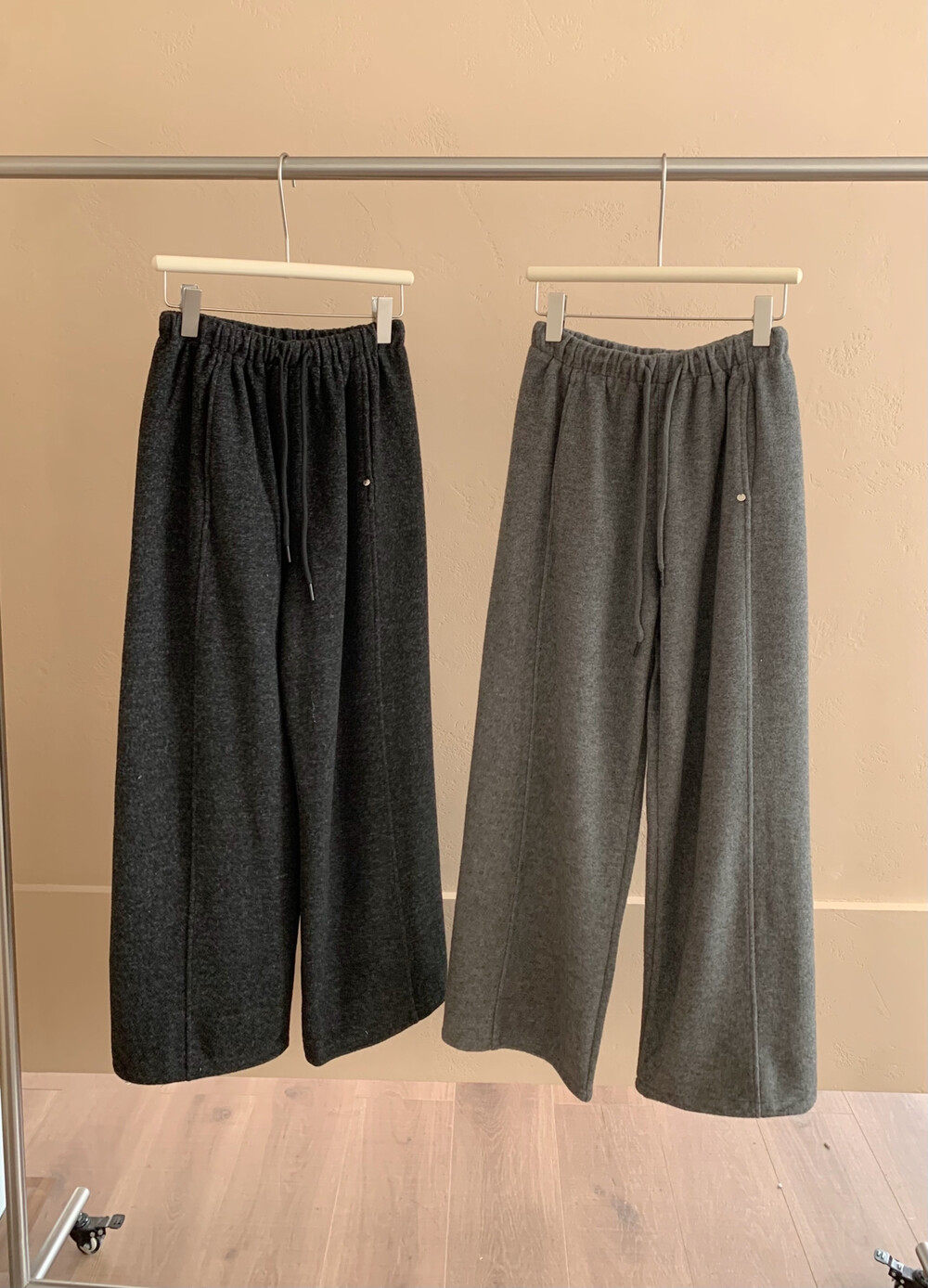 韩国东大门气质贝壳扣保暖休闲裤直筒裤女